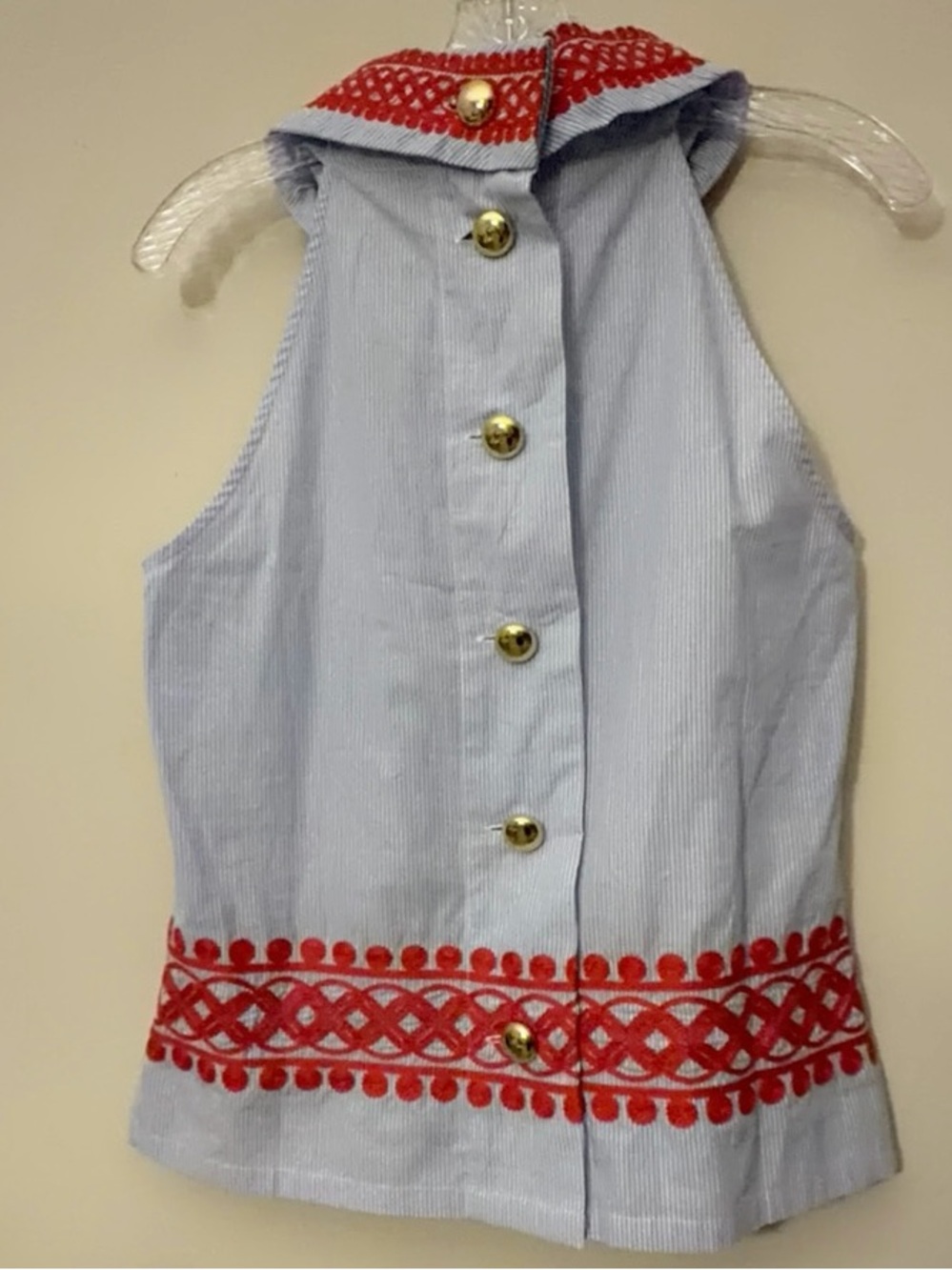 Sail to Sable Light Blue Tank with Red Trim - Picture 2 of 7